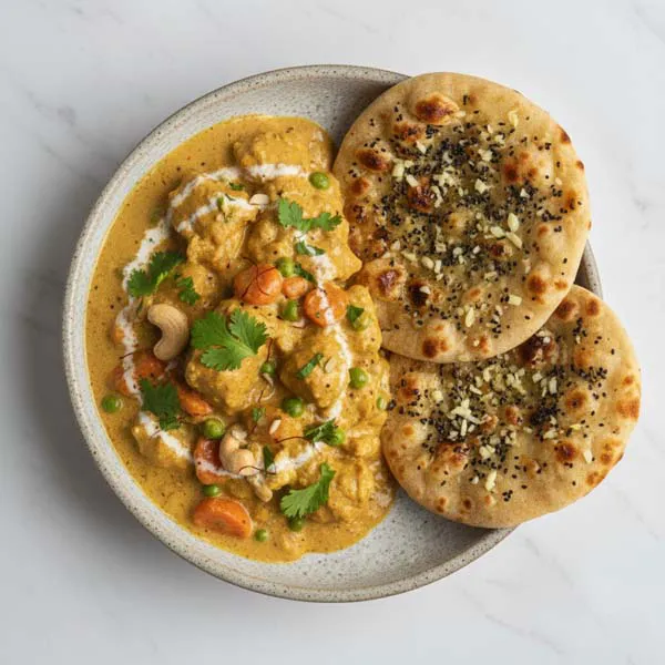 Navratan Chicken Curry With Kalonji Naan